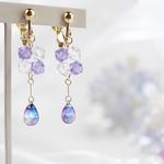 紫陽花のしずく イヤリング・ピアス  スワロフスキー  チェコビーズ 〈シルバー ゴールド〉 〈あじさい 雫 透明感  春夏 サージカルステンレス 金属アレルギー対応 〉
