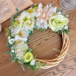 ホワイトダリアとローズの華やかリース♡造花リース