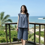 【阿波しじら織】涼やかセットアップ｜ブラウス＆ワイドハーフパンツ｜夏の大人カジュアル⭐送料無料