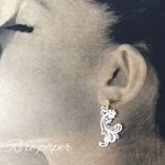 フェザーレースのピアス／イヤリング  ホワイト