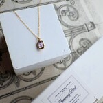 天然石のペンダント■ Emerald Cut 14KGF ■  ローズアメジスト