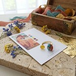 【名画を纏う】ミュシャ『四季～夏』オイスターコッパーターコイズとイエローオパールのフォークリング　10月誕生石　指輪