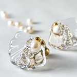 海のきらめき 貝殻ピアス｜淡水パール シェルアクセサリー　貝殻 シェル ピアス イヤリング 淡水パール 夏アクセサリー 透明感 海 揺れる クリア うねうね