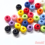 【約13.5×11mm  30個】大穴アクリルビーズ  アソート ビックホール ラウンド型 大きめ穴