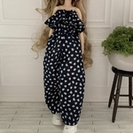 フリルオールインワン　ネイビードット　22cmドール　ドール服　ピュアニーモ