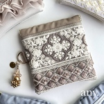 インド刺繍リボン♡華やかバネ口ポーチ⑧✨裏側ポケット！　