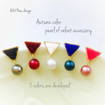 ワイン入荷しました♡NEWベルベットのトライアングルピアス/イヤリング