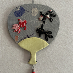 押絵　飾り　団扇　金魚　出目金　絽縮緬　江戸縮緬　房飾り　壁飾り