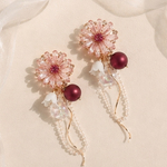 Flower／大ぶりアクセサリー／大ぶりイヤリング／大ぶりピアス／ガラスフラワー／フラワー／水／浴衣／結婚式／成人式