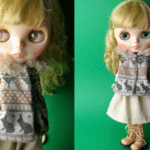 ★うさぎ柄ジャガードコート＆スカート★くま太郎 ブライス洋服