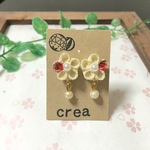再販×3☆ゆらゆら和柄ピアス（生成×あか）