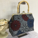 花ぷらら・大島紬・がま口バック・ハンドメイド・菊花