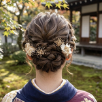 二種類から選べる　ヘッドドレス　髪飾り　お花　オフホワイト　ゴールド　紫陽花　かすみ草　ドライフラワー　ユーピン　成人式　振袖　お呼ばれ　着物　浴衣　お呼ばれ　洋装　結婚式　参列　七五三　ウェディング