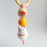 白猫  チューリップ    石粉粘土のキーホルダー