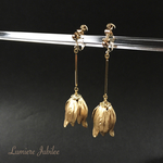 ヴィンテージフラワーのロングイヤリング/ピアス/ノンホールピアス