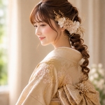 成人式 髪飾り ドライフラワー　結婚式　卒業式 髪飾り　浴衣　ヘア飾り　ヘアアクセサリー　ベージュ　ヘアアクセ　水引　金箔　袴　袴髪飾り
