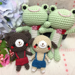 【77suisen様ご注文品☆】無事にカエル編みぐるみ2個、クマくん、わんちゃんのBabyストラップ☆