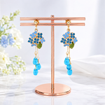 雨上がりの紫陽花ピアス｜あじさい 青い雫 揺れるピアス ゴールド 上品 大人可愛い 梅雨 初夏 ギフト