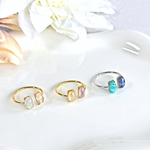 4種まで誕生石を選べるスクエアリング💍　天然石　フリーサイズ　存在感　パワーストーン　