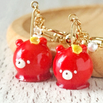 くまさんりんご飴のミニチュアイヤリング/ピアス〈フェイクスイーツ〉