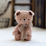 くすみピンクの小さなもしゃもしゃクマさん 約11cm