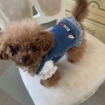 デニム可愛い　刺繍　アンティークオーバーオール　犬服　猫服　