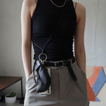 【ショルダー人気No.1】 Wrap . / Shoulder ｜レザーショルダー ブラック スマホショルダー ショルダー ストラップ スマホストラップ シンプル レザー ステンレス 長さ調整可能 