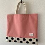 小さめレッスンバッグ＊サーモンピンク×ドット　