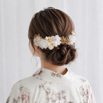ハナマリー　卒業式　袴　髪飾り　成人式 ドライフラワー　ヘアアクセサリー　白　ゴールド　和装　着物　振袖