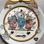 ♡にゃんにゃんにゃんソーダ♡シーグラスアート ガラスアート 天然石アート 猫