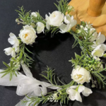 花輪真珠の髪飾り 手作り 紗弁花 ウェディング 結婚式 成人式 髪飾り 成人式髪飾 
