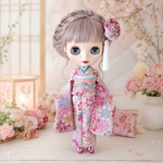 ブライス リカちゃん ピンクの(新布) 振袖 着物  ②