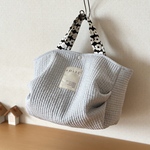 ＊ヌビ ぽてっとタックbag  Mサイズ＊お散歩トート 北欧風花柄 ライトグレー