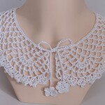 ２０番レース糸*つけ襟(オフホワイト)スカラップ*手編み*ハンドメイド*#花モチーフ