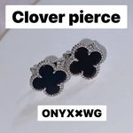 ✨ハイクオリティー　クローバーモチーフピアス✨オニキス✖️WG ✨ヴィンテージ