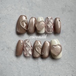 〰️ Rose Milk Heart 🌹🤍 〰️ネイルチップネイル　ピンクネイル　水光ネイル　成人式ネイル　ハートネイル　結婚式ネイル  マグネットネイル 