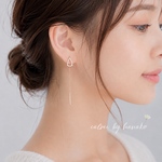 新作　シンプル　18K　高品質　2way　上品　繊細　ピンクゴールド　揺れる　雫　シルバー925　チェーン　アメリカン　ピアス