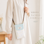 花咲く小鳥のスマホポシェット【ショルダー紐】