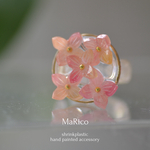 Pink紫陽花プラ板イヤーカフ