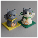 【ご予約】招き猫(オーダーメイド絵付け)✕２点（右手招きと左手招き）　