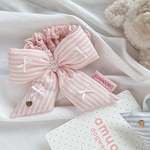【 pink】Stripe Ribbon Bib