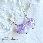 再販イギリス発🇬🇧sweet heart💜紫陽花ランプワークビーズピアス