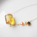 SALE 14kgf 星とゴールデンフローライトネックレス