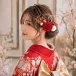ハナマリー　成人の日　成人式 髪飾り　髪かざり　卒業式髪飾り　赤　着物　ヘアアクセ　七五三　つまみ細工　卒業式　髪飾り　袴　振袖髪飾り　水引　振袖　和装　ヘア飾り　花嫁　花飾り　ウェディング　色打掛