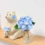 《水色》再販2＊梅雨を楽しむおうちインテリア　紫陽花セット　しろくま貯金箱と雨やどり　あじさいのミニミニブーケと一輪挿し　フェルトフラワー　あおぞらブルー　季節の模様替え　minne_new