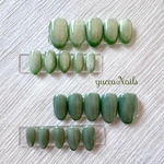 【現品20枚セット】使える！計測用チップ兼スターターキット くすみグリーンのビー玉💚　初めてのネイルチップ ケース付き　チップ形状６種類