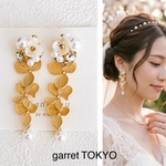【NEW】お花とパール　イヤリング　ピアス　花　結婚式　ブライダル　ウェディング　披露宴　花嫁　パーティー　パール　ロング　ゴールド　発表会　インスタ　華やか