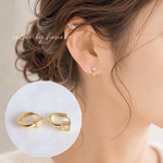 新作　シンプル　18k　繊細　上品　人気　大人女子　ひと粒　ストーン　シルバー925　U字　フープピアス