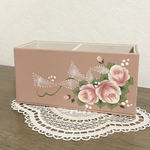 薔薇の仕切りケース　　トールペイント 