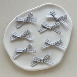10pcs ＊ ギンガムチェック柄リボン パーツ（グレー）（0887）